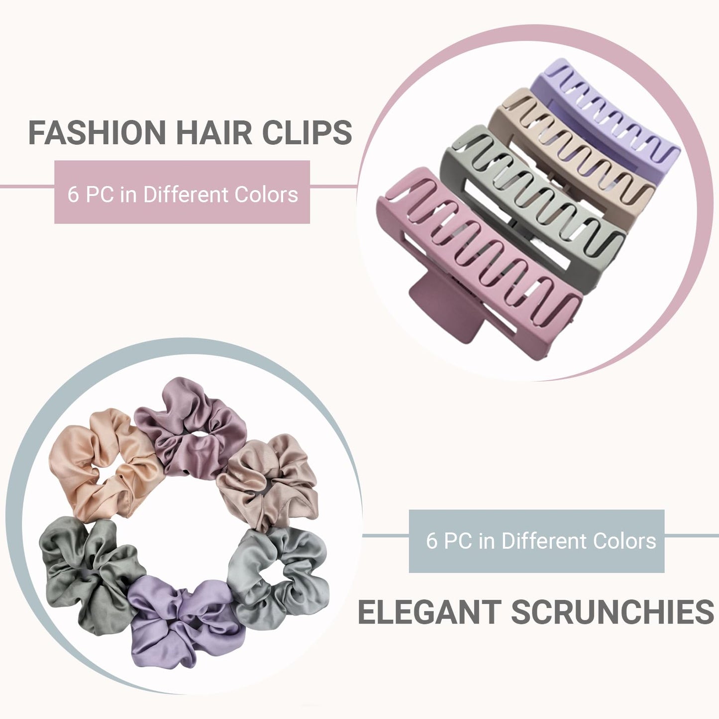 12Pack Hair Clips and Satin Scrunchies for Women