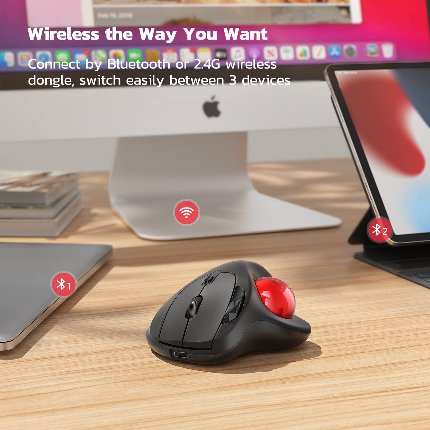 Ergonomic Wireless Trackball Mouse Magic