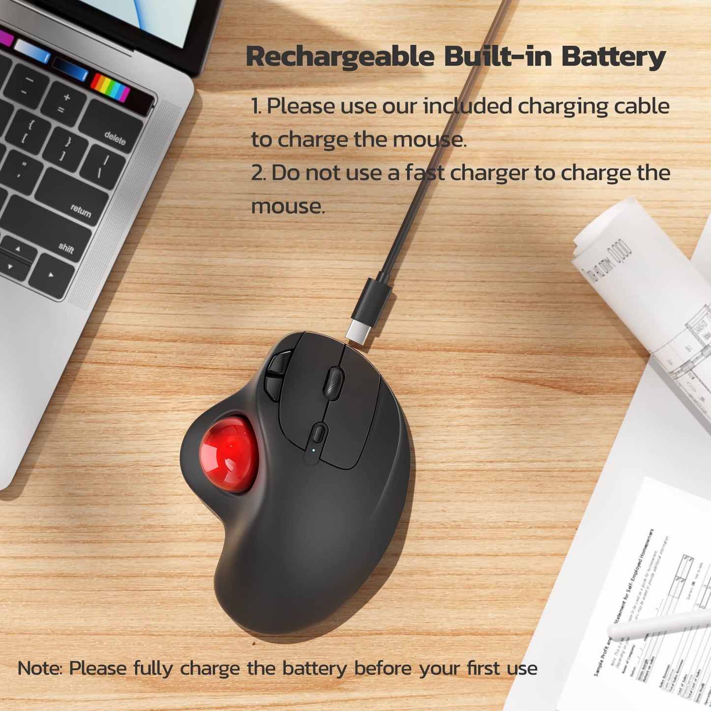 Ergonomic Wireless Trackball Mouse Magic