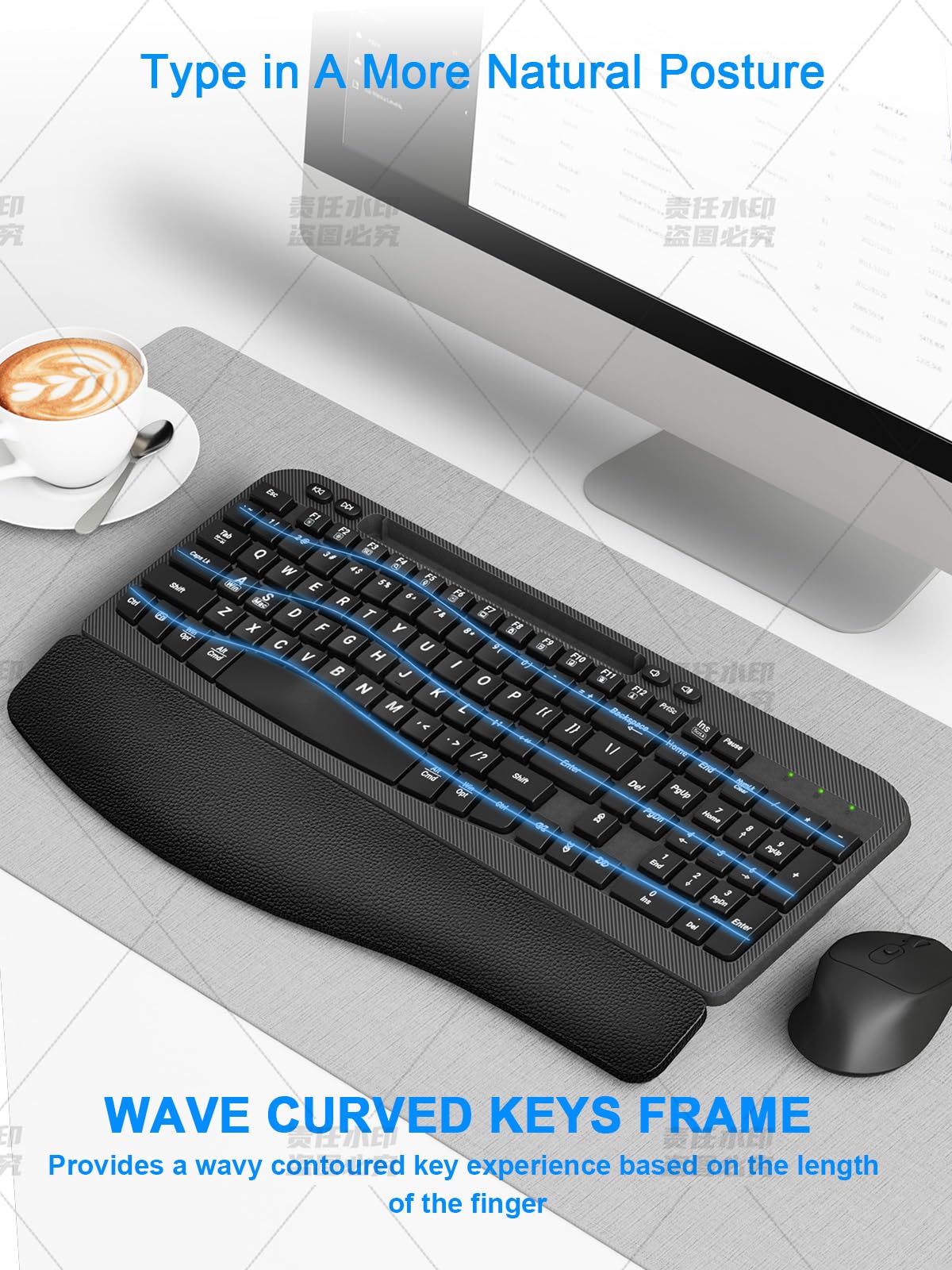 Ergonomic Wireless Keyboard and Mouse Combo