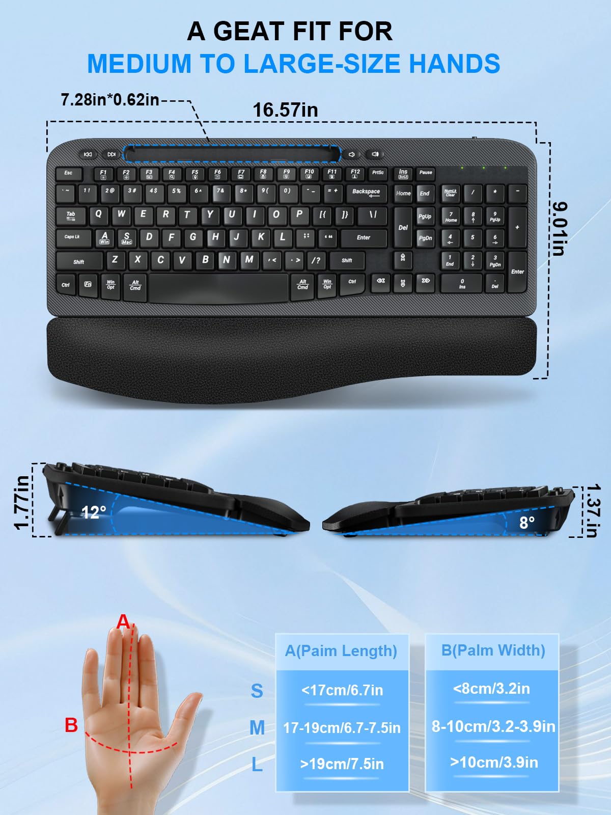 Ergonomic Wireless Keyboard and Mouse Combo