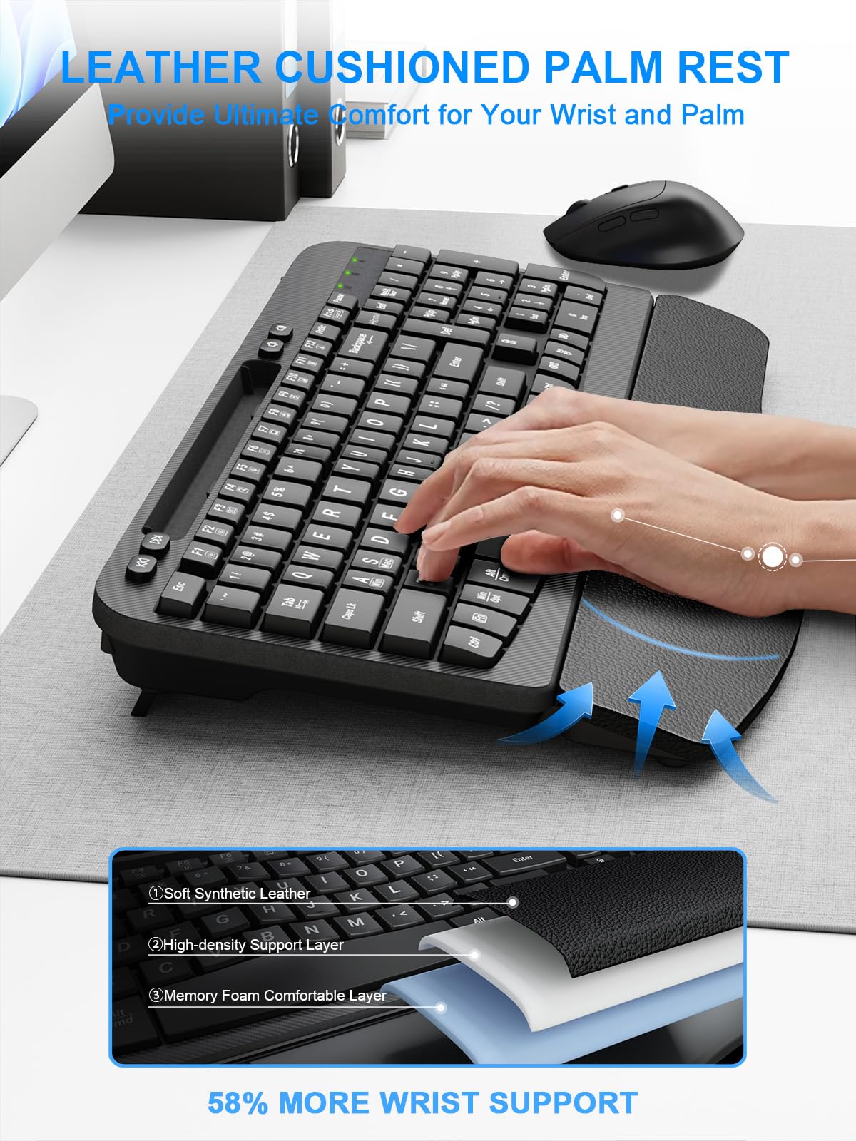 Ergonomic Wireless Keyboard and Mouse Combo