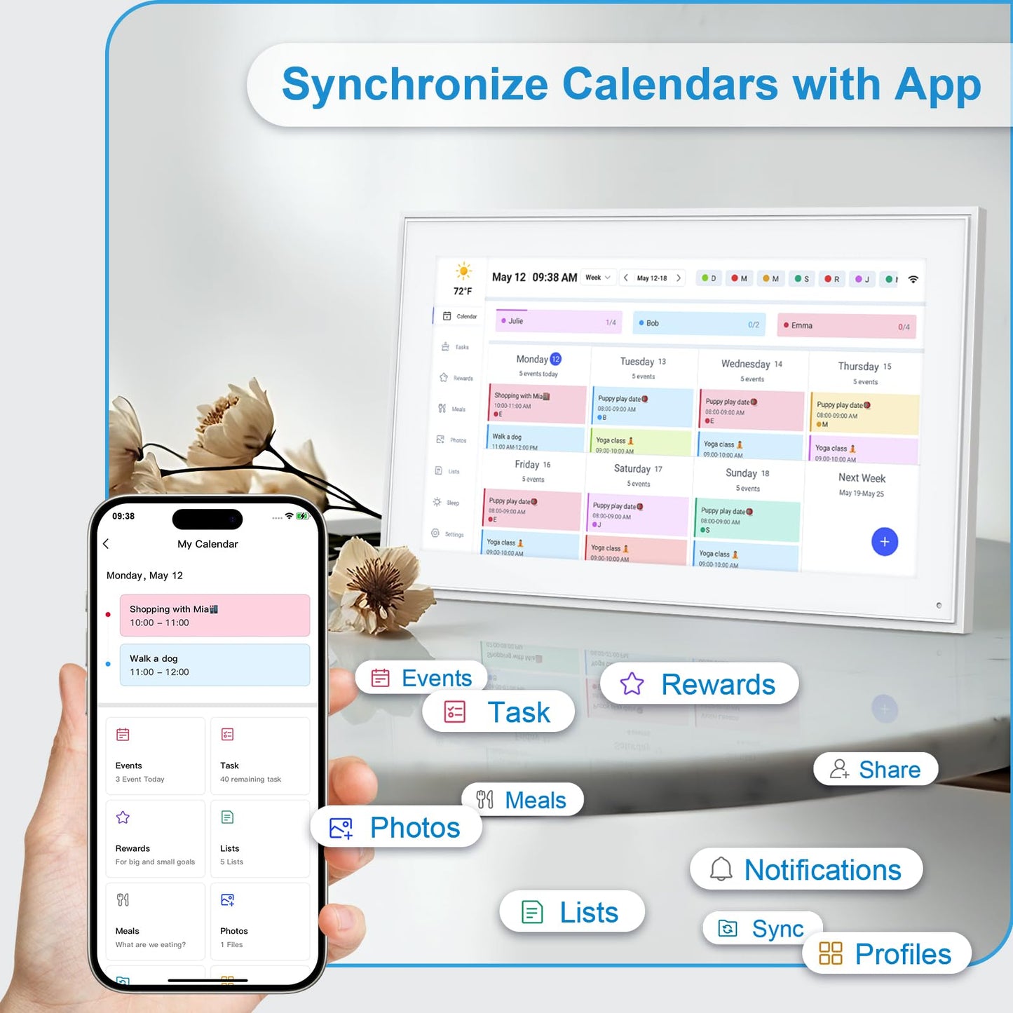 15.6 Inch Digital Calendar Wall Touchscreen&Chore Chart