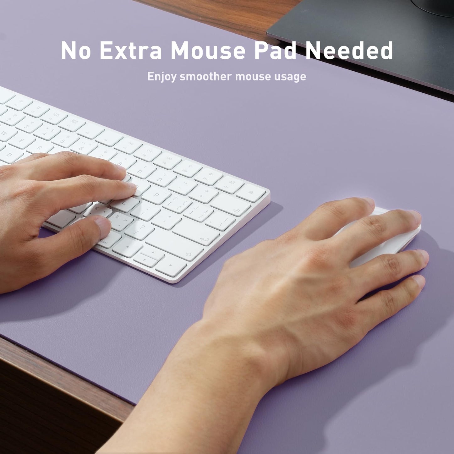 Elegant Lavender Leather Desk Pad, Waterproof & Sleek