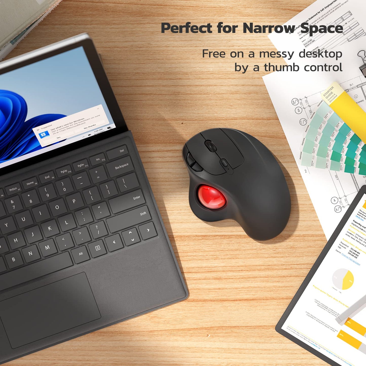 Ergonomic Wireless Trackball Mouse Magic