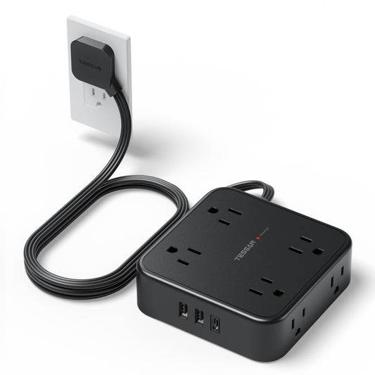 Surge Protector Flat Plug Power Strip,