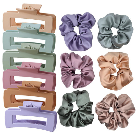 12Pack Hair Clips and Satin Scrunchies for Women